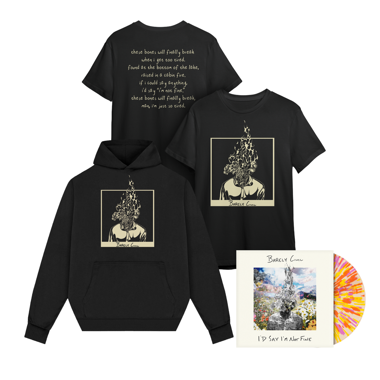 Barely Civil - "I'd Say I'm Not Fine" Vinyl, Hoodie, & T-Shirt Bundle