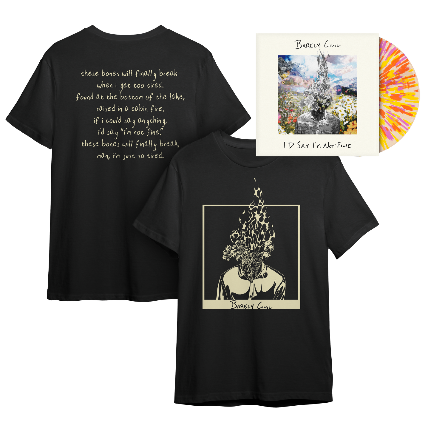 Barely Civil - "I'd Say I'm Not Fine" Vinyl & T-Shirt Bundle